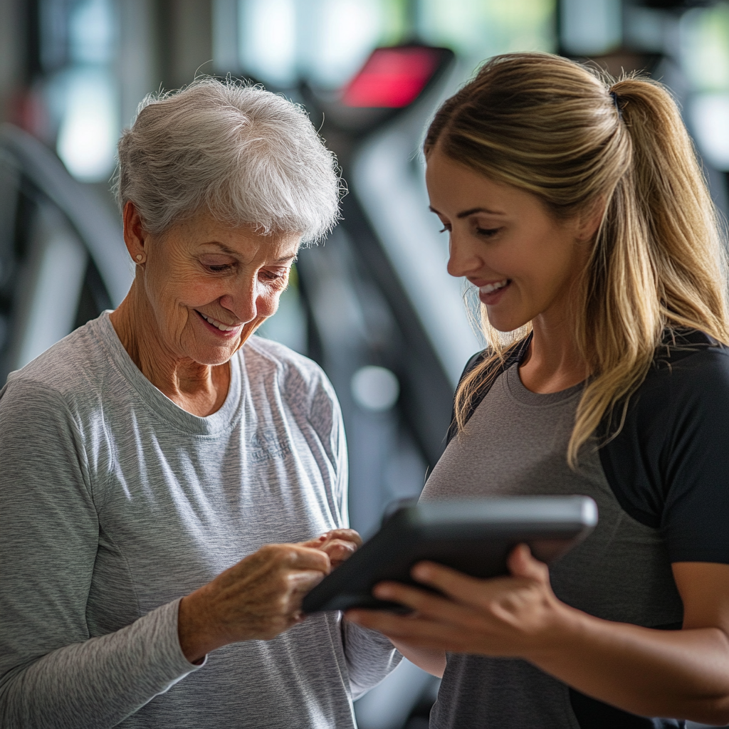 Менеджер фітнес-центру консультує нового клієнта на ресепшені